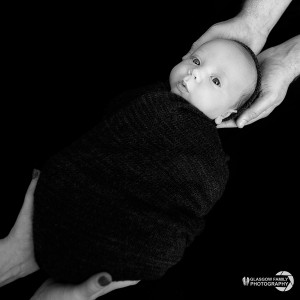 glasgow newborn photography wrapped black and white